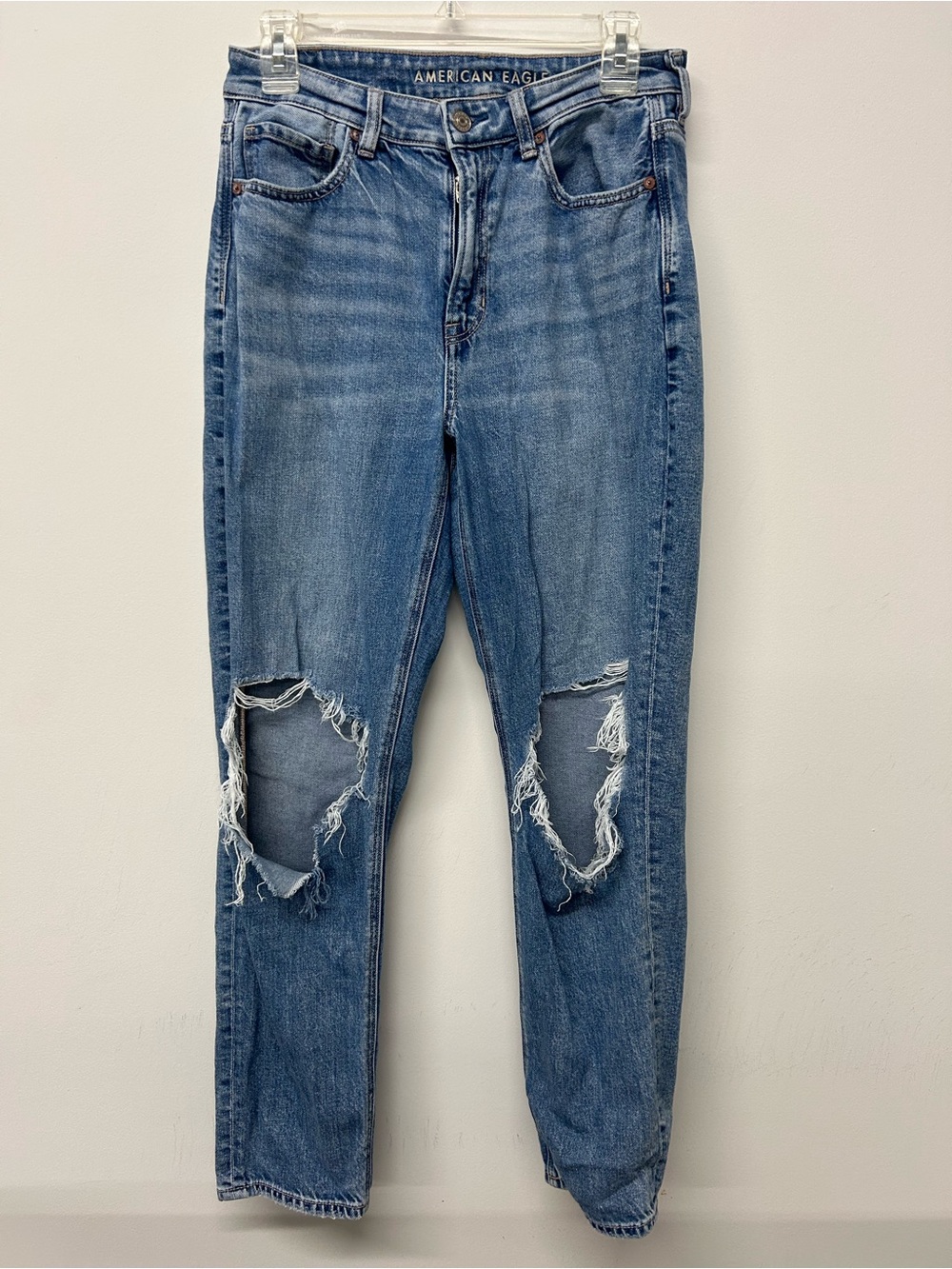 American Eagle Outfitters Distressed Light Blue Mom Jeans